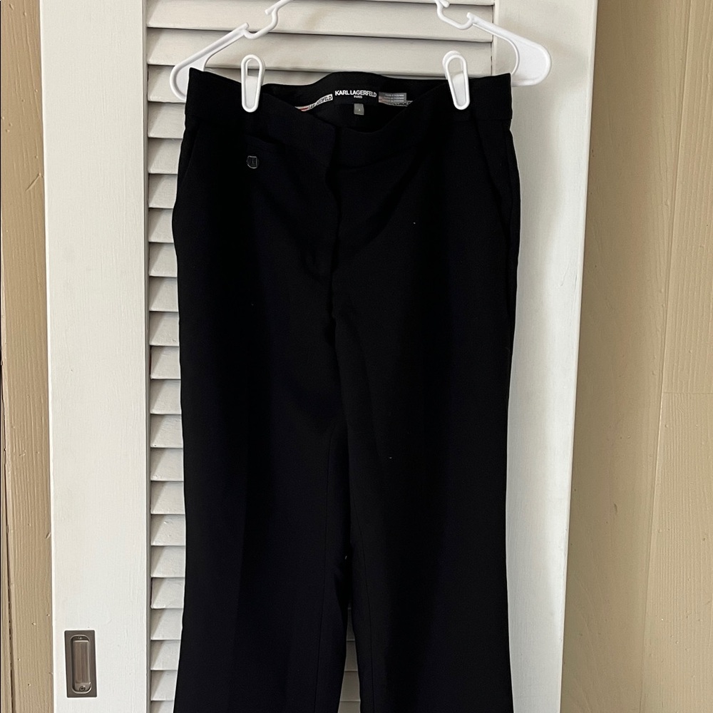 Karl Lagerfeld Black Straight-Leg Dress Pants